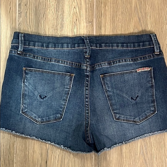 Hudson Jean Shorts Cut Off Fray Edge Raw Hem Blue Denim Distressed Amber Gemma - Picture 10 of 10